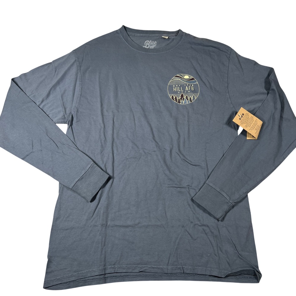 Blue 84 Mens Hill AFB Utah Long Sleeve T-Shirt Blue Cotton Graphic Tee Size M